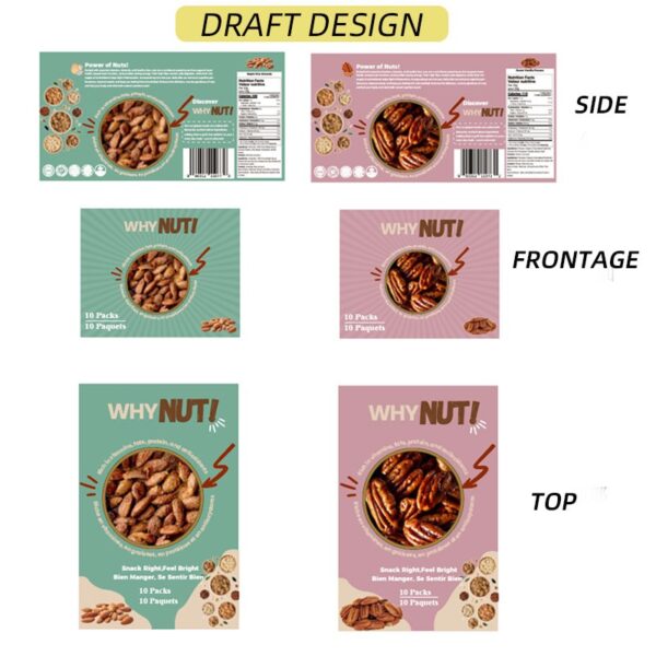 Custom Shelf Ready Packaging with Tear Top & Tuck In Lid for Nut Pouches 2
