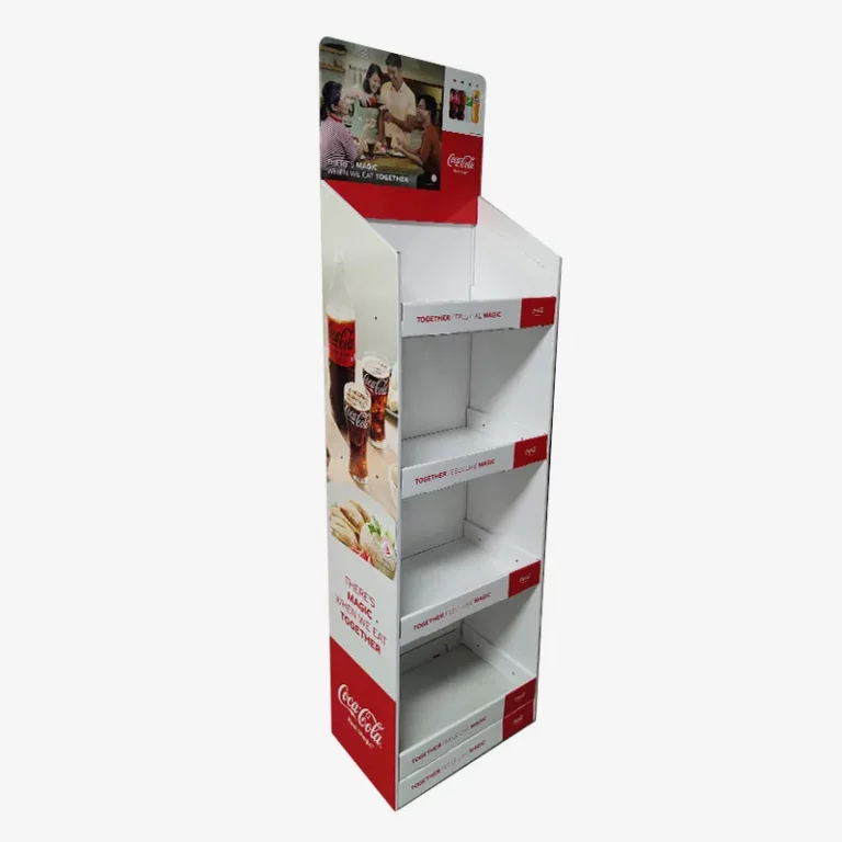 Beverage Cardboard Retail Floor Display Stand Customized Cola Bottle Drink
