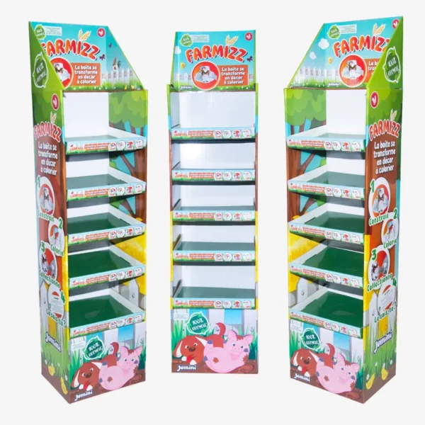 Custom Cardboard 5 Shelf Free Standing Display Unit for Pet Products 1
