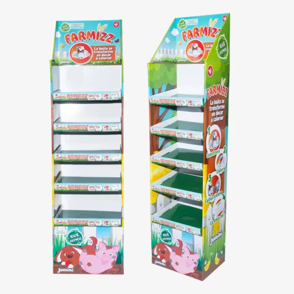 Custom Cardboard 5 Shelf Free Standing Display Unit for Pet Products