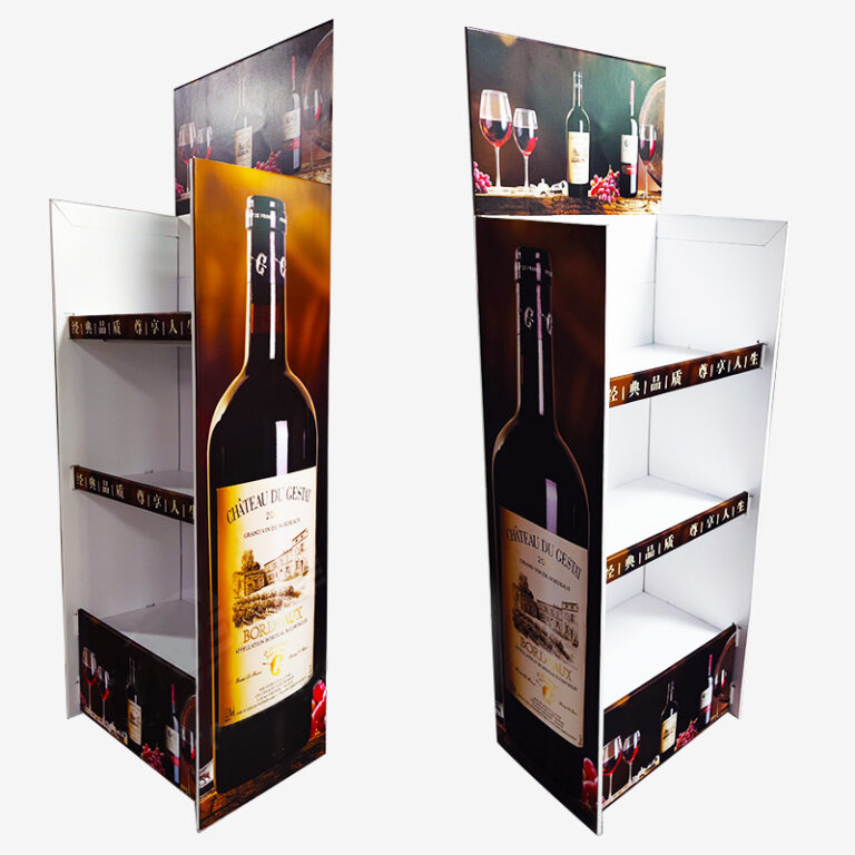 Custom Heavy Duty Wine Beverage Cardboard Retail Floor Display Stand 1