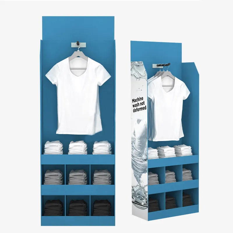 Custom Merchandise Corrugated Display Stand for T-Shirt Clothing - Holidaypac cardboard display