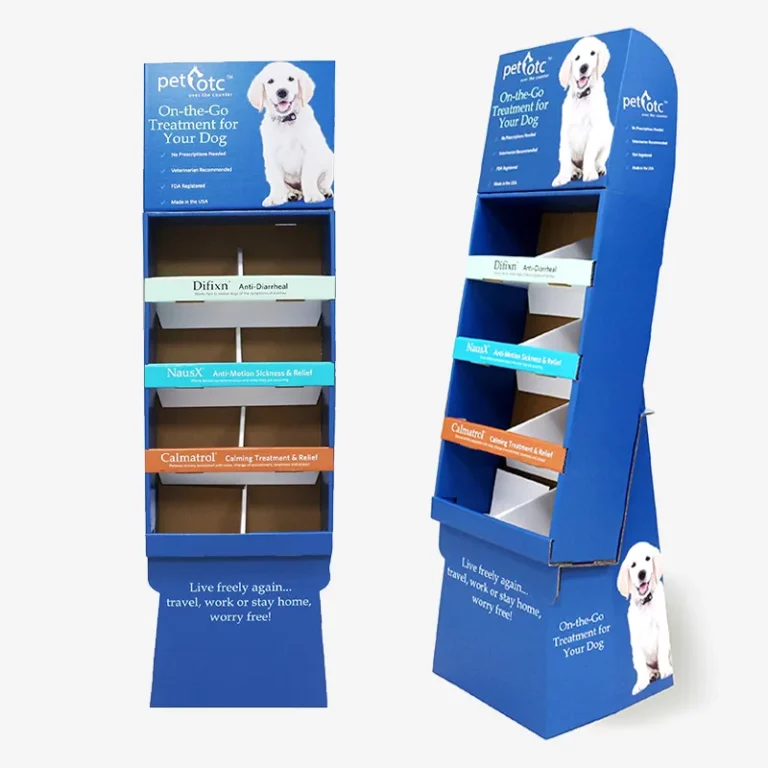 Custom Pet Food Corrugated Display Shelf with Base