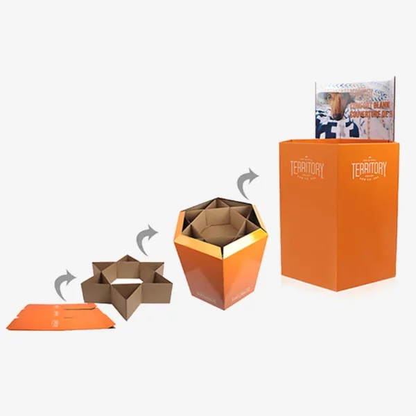 Hexagon POS Square Cardboard Dump Bins for Pet Food in Supermarket 2