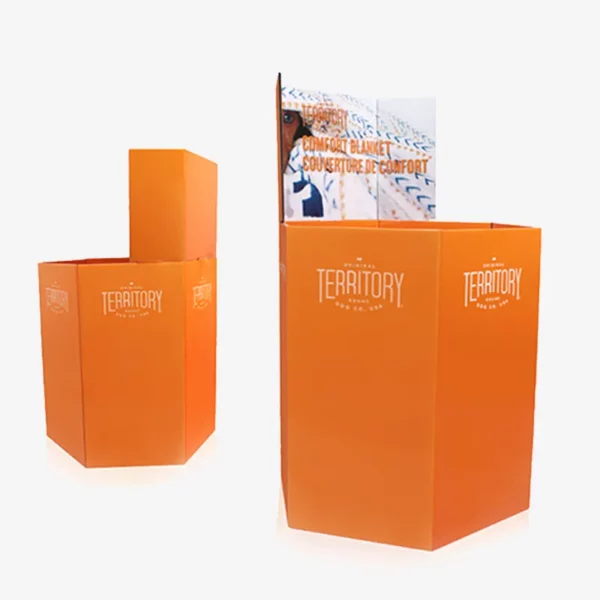 Hexagon POS Square Cardboard Dump Bins for Pet Food in Supermarket 3