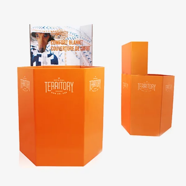 Hexagon POS Square Cardboard Dump Bins for Pet Food in Supermarket 4