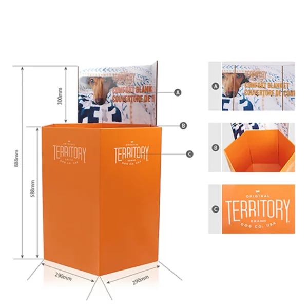 Hexagon POS Square Cardboard Dump Bins for Pet Food in Supermarket 5