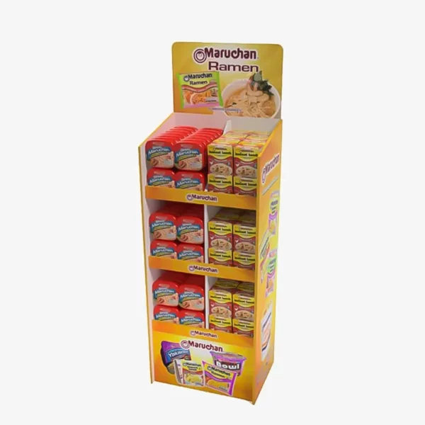 Custom cardboard 3 Tiers Floor Candy Chocolate Display Stand Shelves with Divider