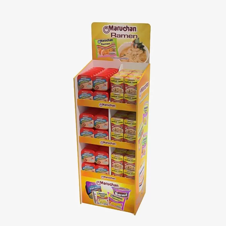 Custom cardboard 3 Tiers Floor Candy Chocolate Display Stand Shelves with Divider