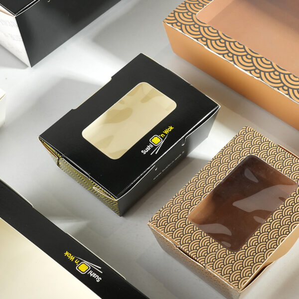 Holidaypacfactory eco-friendly kraft sushi bento box with clear window and compartments image 6