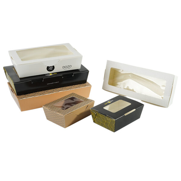 Holidaypacfactory eco-friendly kraft sushi bento box with clear window and compartments image 5