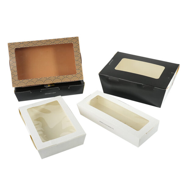 Holidaypacfactory eco-friendly kraft sushi bento box with clear window and compartments image 3