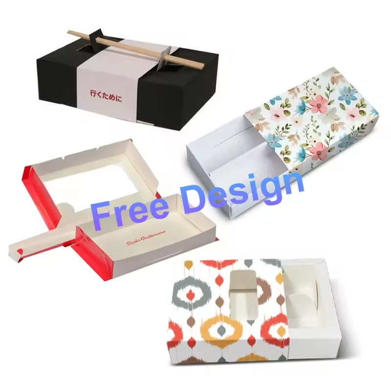Holidaypacfactory food grade disposable paper sushi box structure and printing detail