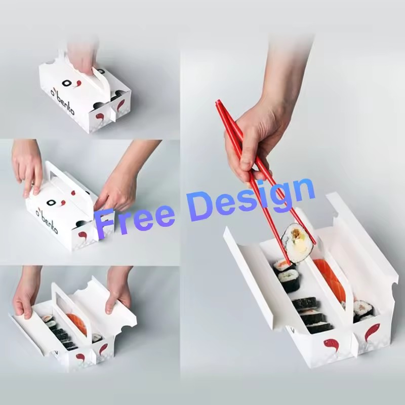 Holidaypacfactory disposable paper sushi box for takeaway restaurant packaging