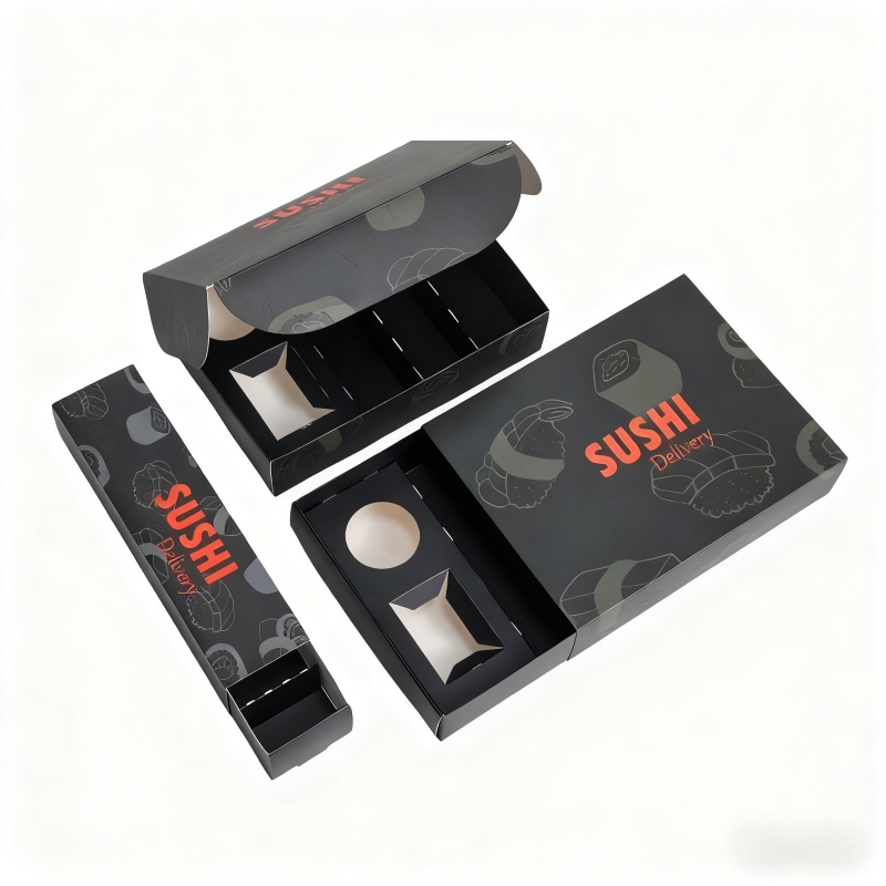 Holidaypacfactory high quality food grade disposable paper sushi box display