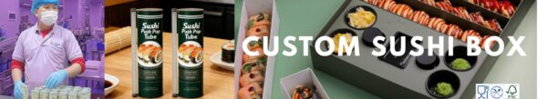 Holidaypacfactory customized printing food grade disposable paper sushi box image 1