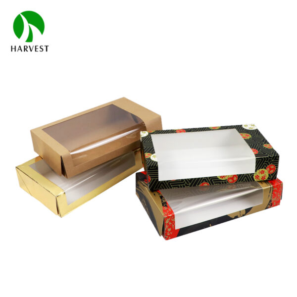 Holidaypacfactory eco-friendly kraft sushi bento box with clear window and compartments image 7