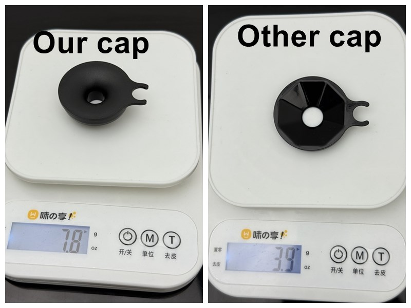 ABS bottom cap weight comparison: Holidaypac 7.8g vs other factory 3.9g