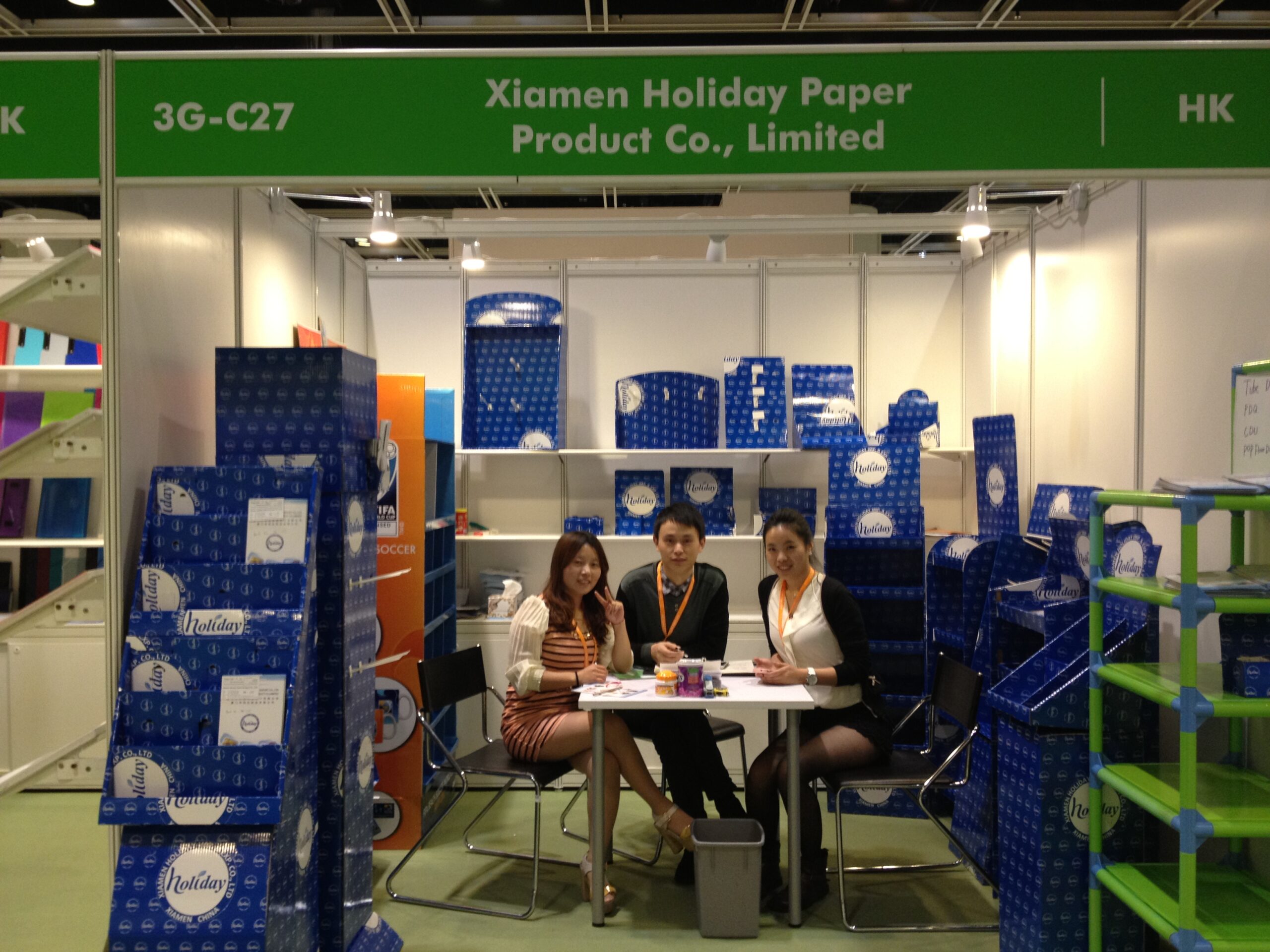 Holidaypac cardboard display booth at Hong Kong Mega Show - Xiamen Holiday Paper Product Co. Limited