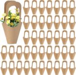 Wholesale kraft paper flower basket bouquet carrier bag by Holidaypac Factory