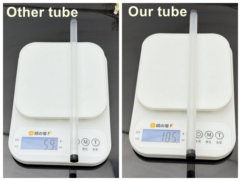 PP sauce tube weight comparison: Holidaypac 10.5g vs other factory 5.9g