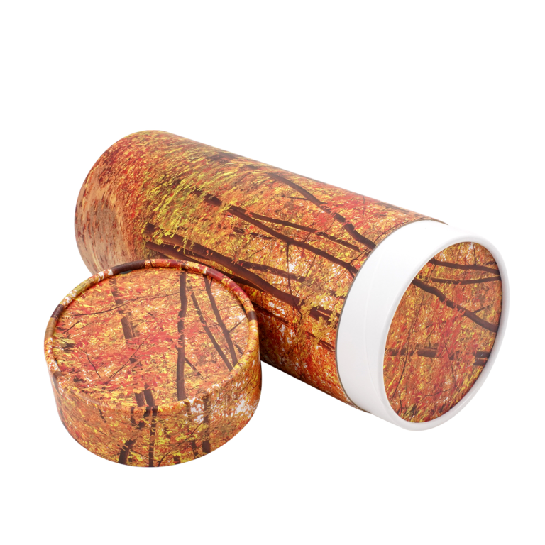 Holidaypac biodegradable scatter tube for ashes - autumn forest design cremation scattering urn