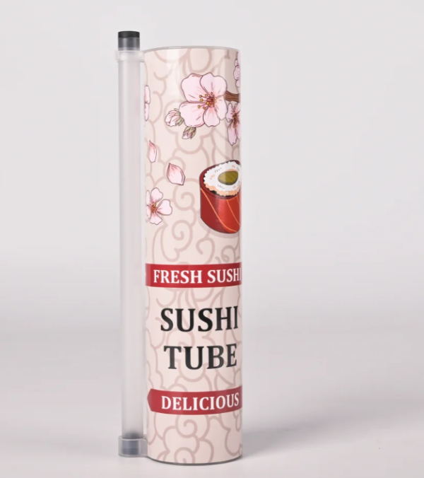 Pink sakura sushi tube fresh sushi push up packaging wholesale