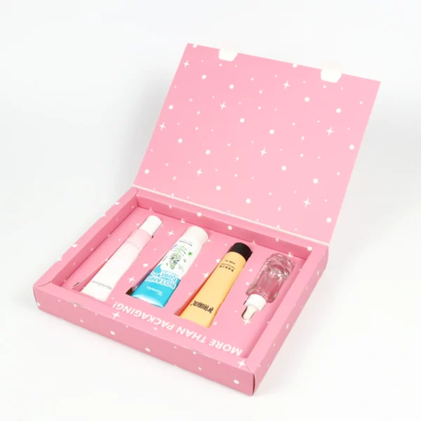 Holidaypacfactory foldable skincare set packaging box open view