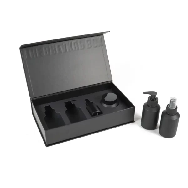Holidaypacfactory matte skincare gift packaging box open view