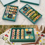 Holidaypacfactory green sushi box assortment for takeaway meal combinations