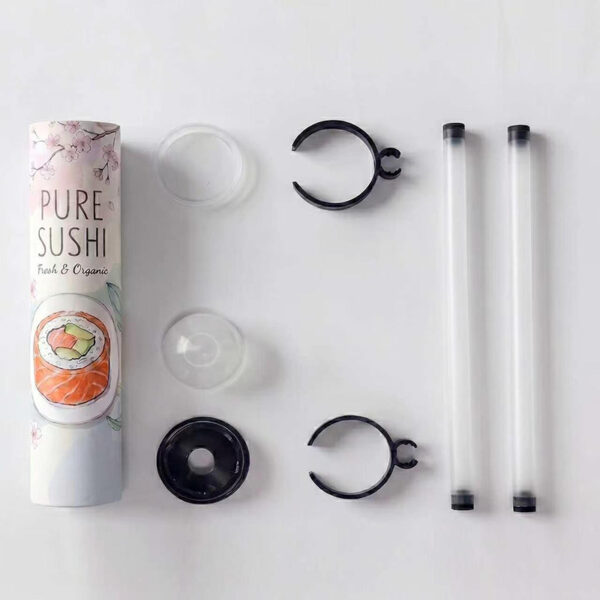 Holidaypacfactory sushi push up tube packaging parts and structure detail with food grade accessories