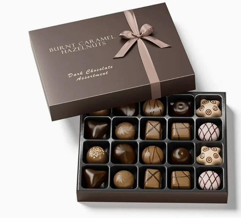 Holidaypacfactory custom luxury chocolate gift box with assorted praline compartments