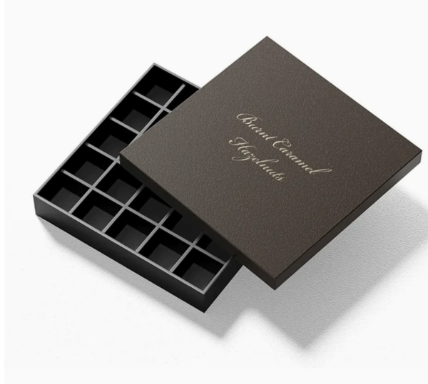 Holidaypacfactory empty rigid chocolate box with compartment insert and lift off lid