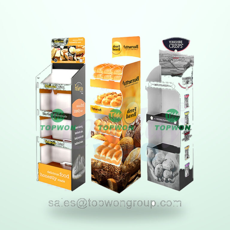 Holidaypacfactory Cardboard Floor Fresh Bread Display Stand for Bakery Retail Merchandising image 01 by Holidaypacfactory