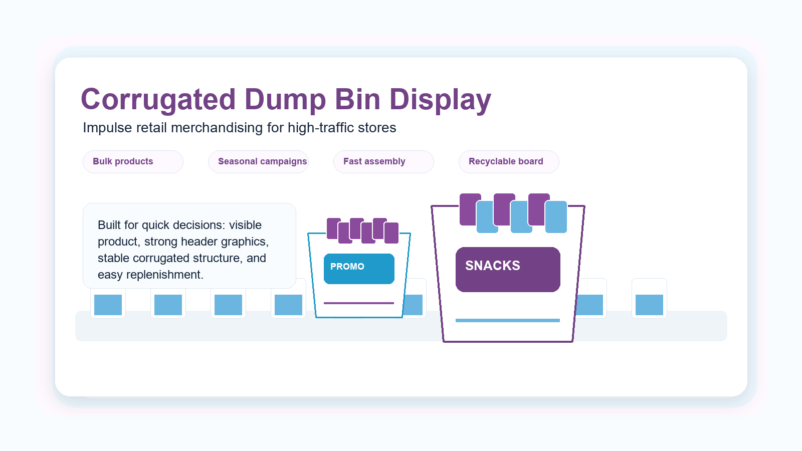 Holidaypacfactory holidaypac factory corrugated dump bin display for impulse retail merchandising main hero image