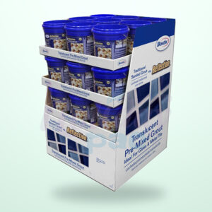 Holidaypacfactory custom corrugated pallet shop display centered catalog main image with logo watermark