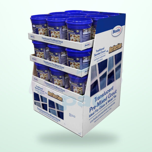 Holidaypacfactory custom corrugated pallet shop display centered catalog main image with logo watermark