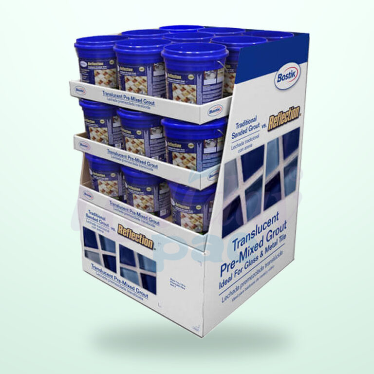 Holidaypacfactory custom corrugated pallet shop display centered catalog main image with logo watermark