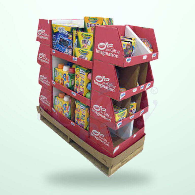 Holidaypacfactory Corrugated Cardboard Case Stacker Display Rack- for Store Floor Merchandising image 01 by Holidaypacfactory
