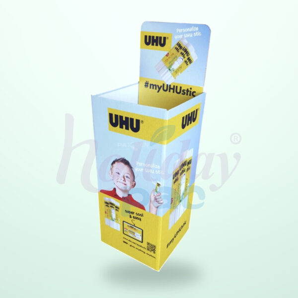 Holidaypacfactory custom cardboard dump bin display centered catalog main image with large logo watermark