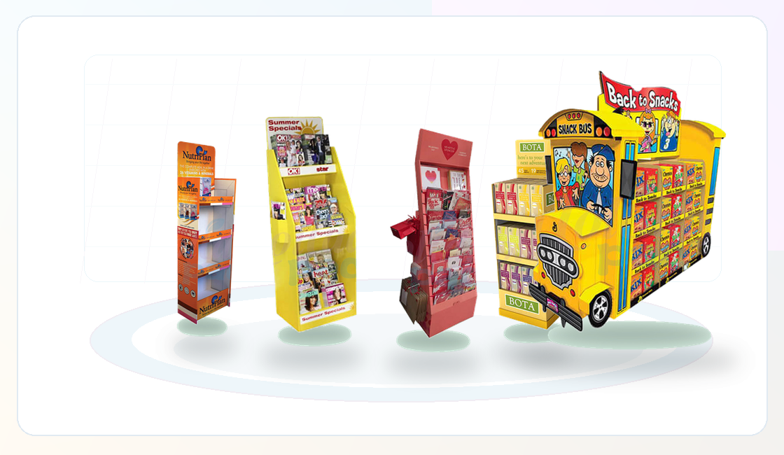 Holidaypacfactory cardboard floor display rendered retail scene