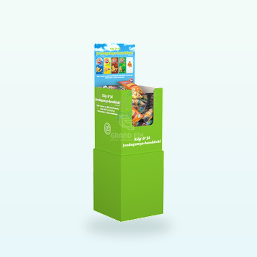 Holidaypacfactory foldable corrugated dump bin display for snack and pet retail promotions