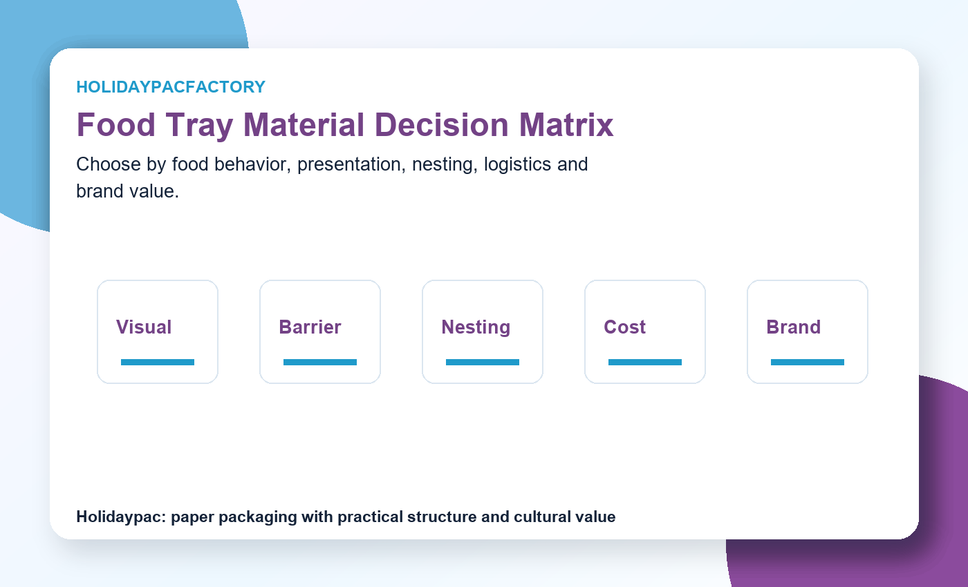 Holidaypacfactory holidaypac factory pressed paperboard vs molded fiber food trays for plastic replacement food tray material decision matrix