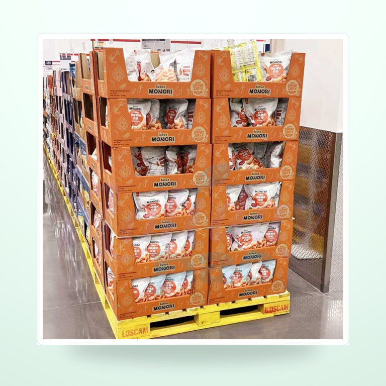 Holidaypacfactory stackable PDQ trays pallet display retail photo with logo watermark