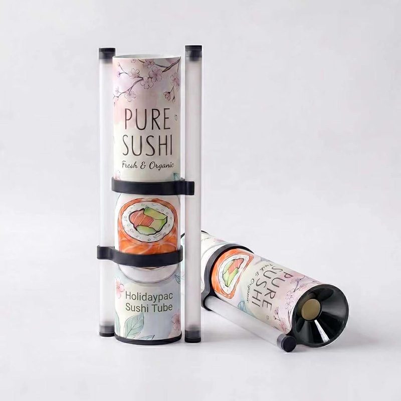 Holidaypacfactory custom printed sushi push pop tube with cherry blossom artwork