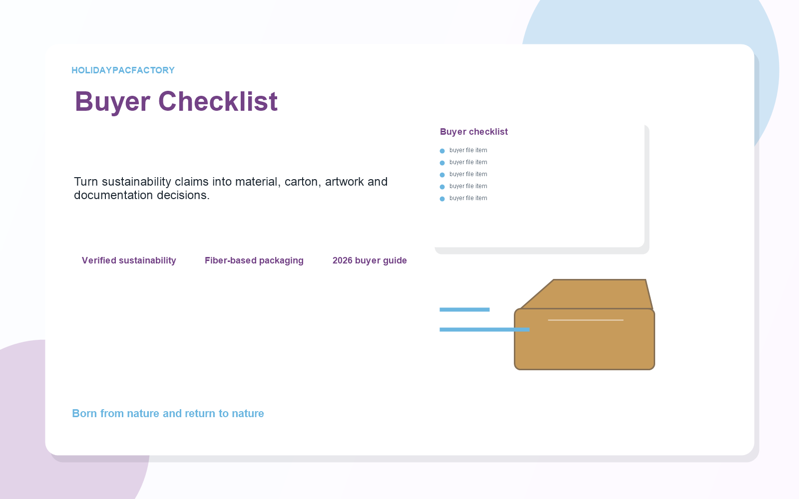 Holidaypacfactory holidaypac factory verified sustainability fiber-based foodservice packaging buyer checklist image