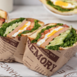 Holidaypacfactory kraft printed sandwich wrap paper for deli and bakery takeaway display