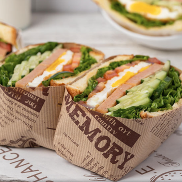 Holidaypacfactory kraft printed sandwich wrap paper for deli and bakery takeaway display