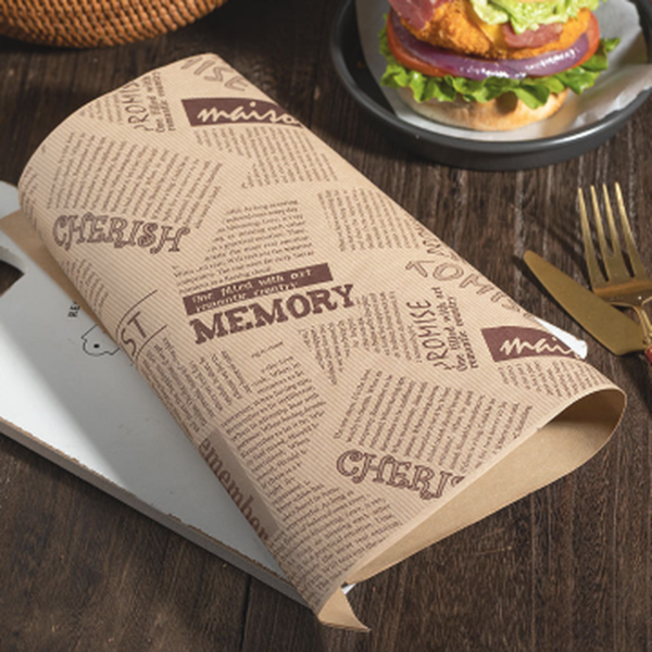 Holidaypacfactory kraft burger and sandwich wrap paper sheet in flat presentation