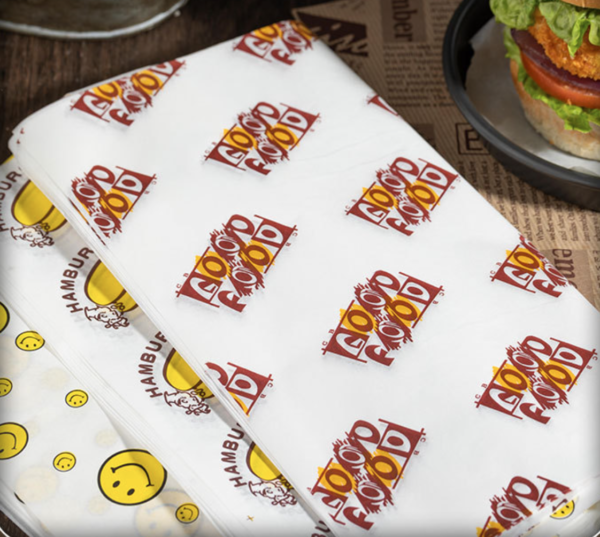 Holidaypacfactory custom logo repeat greaseproof paper sheets for private label foodservice